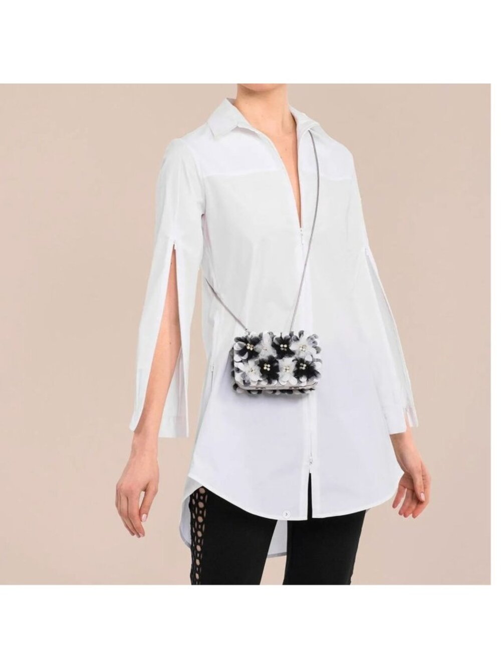 Anne Fontaine Palmelie White Cotton Zipper Detail Hi/Low Tunic Shirt 40 6/8